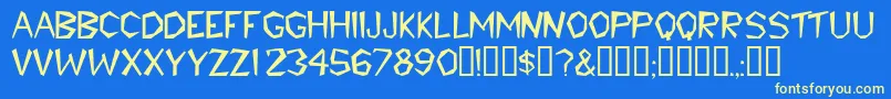 Tribaldisplaycapsssk Font – Yellow Fonts on Blue Background