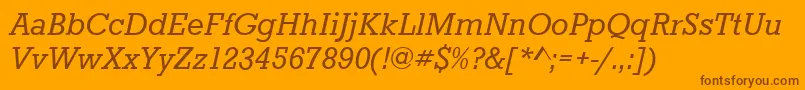 StaffordItalic-Schriftart – Braune Schriften auf orangefarbenem Hintergrund