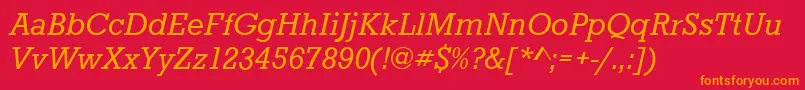 Fonte StaffordItalic – fontes laranjas em um fundo vermelho