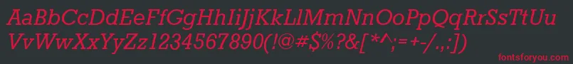 フォントStaffordItalic – 黒い背景に赤い文字