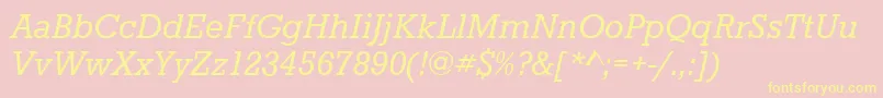 StaffordItalic-Schriftart – Gelbe Schriften auf rosa Hintergrund