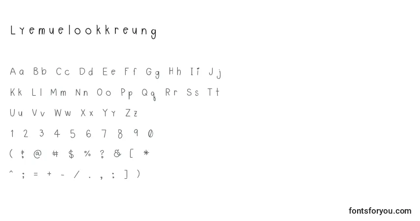 Schriftart Lyemuelookkreung – Alphabet, Zahlen, spezielle Symbole