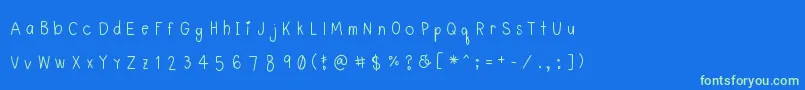 Lyemuelookkreung Font – Green Fonts on Blue Background