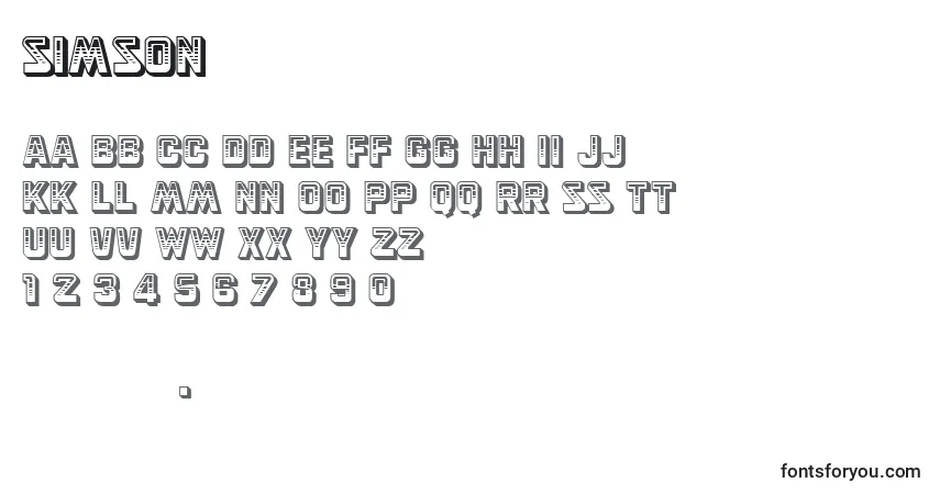 Schriftart Simson – Alphabet, Zahlen, spezielle Symbole