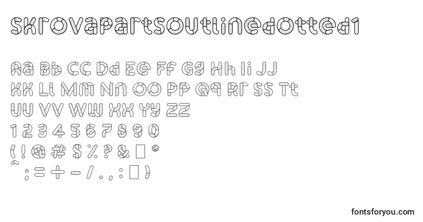 SkrovapartsOutlinedotted1フォント–アルファベット、数字、特殊文字