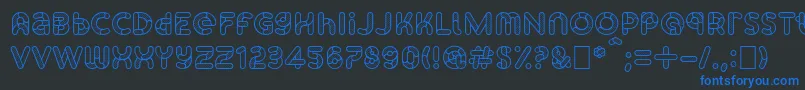 フォントSkrovapartsOutlinedotted1 – 黒い背景に青い文字