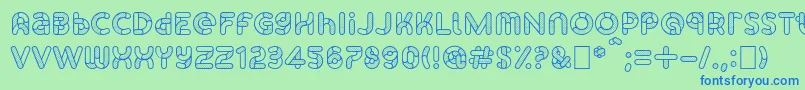 フォントSkrovapartsOutlinedotted1 – 青い文字は緑の背景です。