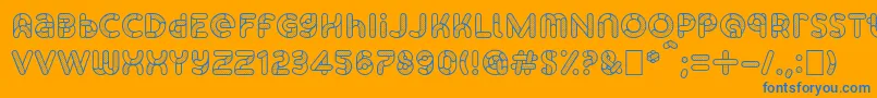 SkrovapartsOutlinedotted1-Schriftart – Blaue Schriften auf orangefarbenem Hintergrund