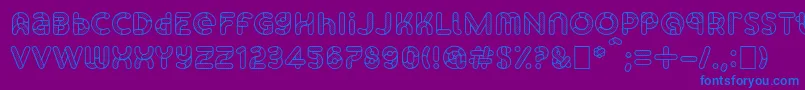 フォントSkrovapartsOutlinedotted1 – 紫色の背景に青い文字