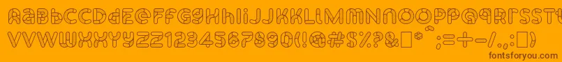 SkrovapartsOutlinedotted1-fontti – ruskeat fontit oranssilla taustalla