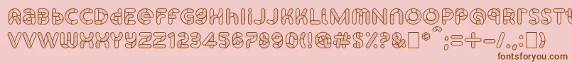 フォントSkrovapartsOutlinedotted1 – ピンクの背景に茶色のフォント