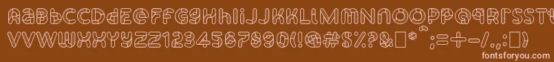 SkrovapartsOutlinedotted1-fontti – vaaleanpunaiset fontit ruskealla taustalla