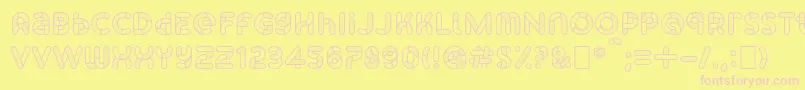 フォントSkrovapartsOutlinedotted1 – ピンクのフォント、黄色の背景