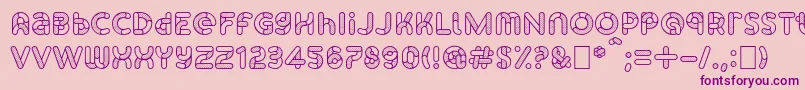 フォントSkrovapartsOutlinedotted1 – ピンクの背景に紫のフォント