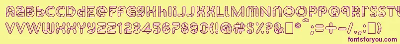 SkrovapartsOutlinedotted1-fontti – violetit fontit keltaisella taustalla