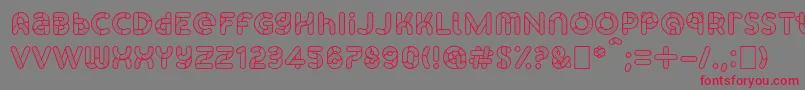 フォントSkrovapartsOutlinedotted1 – 赤い文字の灰色の背景