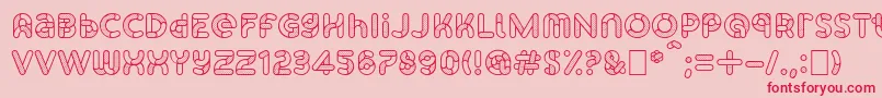 フォントSkrovapartsOutlinedotted1 – ピンクの背景に赤い文字