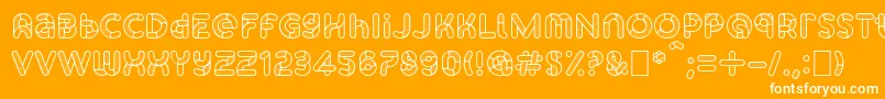 SkrovapartsOutlinedotted1-Schriftart – Weiße Schriften auf orangefarbenem Hintergrund