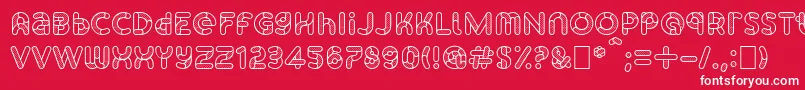 SkrovapartsOutlinedotted1-Schriftart – Weiße Schriften auf rotem Hintergrund