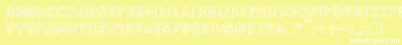 SkrovapartsOutlinedotted1-Schriftart – Weiße Schriften auf gelbem Hintergrund