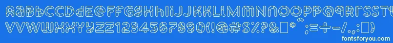 SkrovapartsOutlinedotted1-fontti – keltaiset fontit sinisellä taustalla