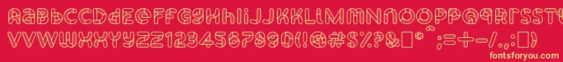 SkrovapartsOutlinedotted1-fontti – keltaiset fontit punaisella taustalla