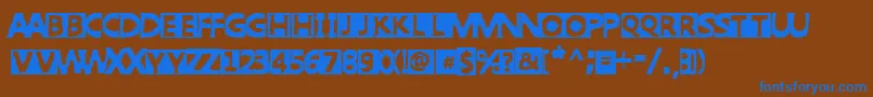 PunkWest-Schriftart – Blaue Schriften auf braunem Hintergrund