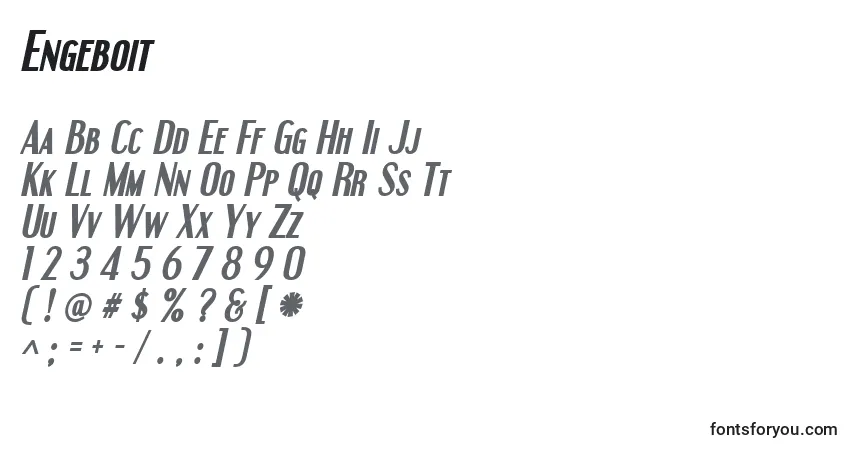 Schriftart Engeboit – Alphabet, Zahlen, spezielle Symbole