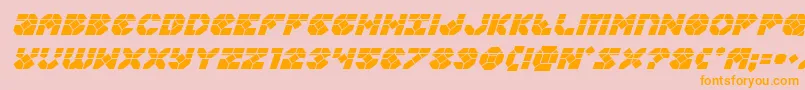 Zoomrunnerlaserital-Schriftart – Orangefarbene Schriften auf rosa Hintergrund