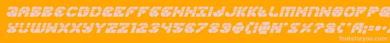 Zoomrunnerlaserital-Schriftart – Rosa Schriften auf orangefarbenem Hintergrund