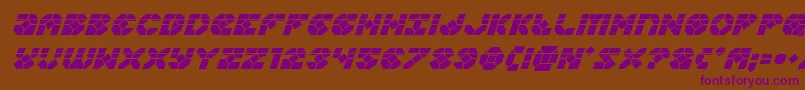 Zoomrunnerlaserital-Schriftart – Violette Schriften auf braunem Hintergrund