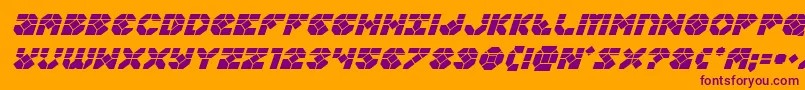 Zoomrunnerlaserital-Schriftart – Violette Schriften auf orangefarbenem Hintergrund