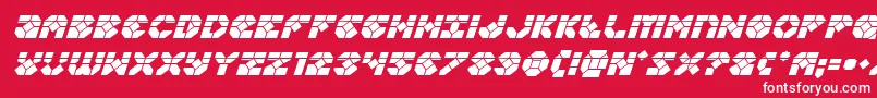 Zoomrunnerlaserital-Schriftart – Weiße Schriften auf rotem Hintergrund