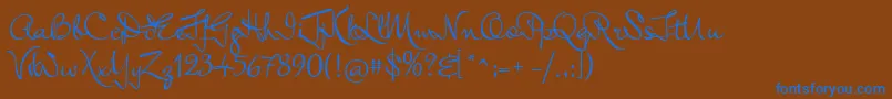 MrKeningbeck Font – Blue Fonts on Brown Background