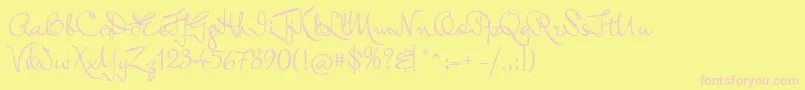 Czcionka MrKeningbeck – różowe czcionki na żółtym tle