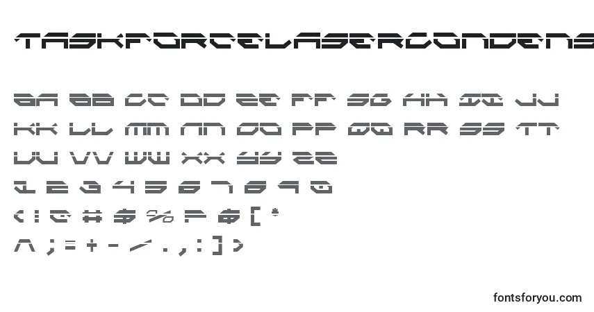 A fonte TaskforceLaserCondensed – alfabeto, números, caracteres especiais