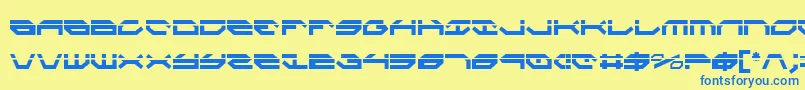 フォントTaskforceLaserCondensed – 青い文字が黄色の背景にあります。