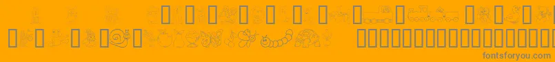 Kiddyding-Schriftart – Graue Schriften auf orangefarbenem Hintergrund