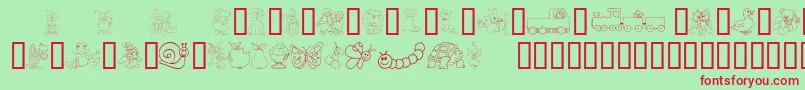 Kiddyding Font – Red Fonts on Green Background