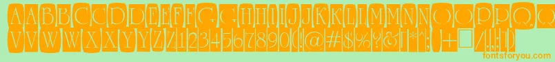 ARomanusttlcmd2cb-Schriftart – Orangefarbene Schriften auf grünem Hintergrund