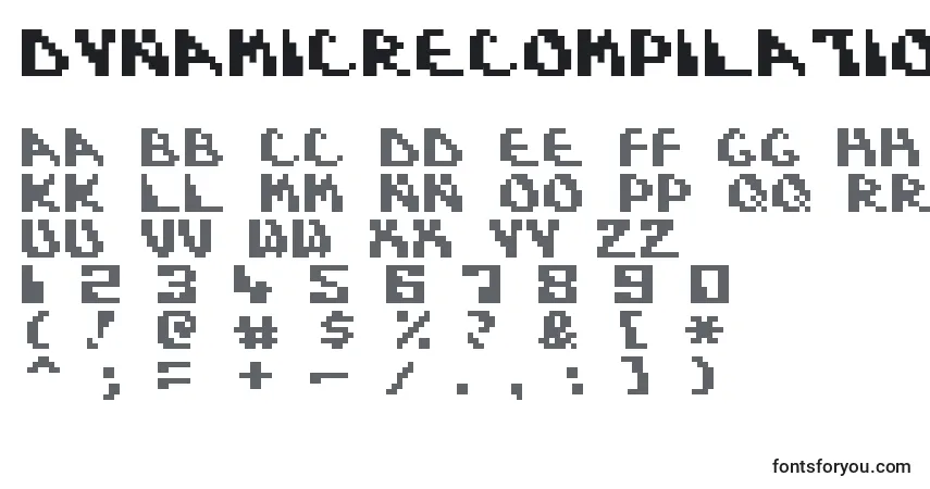 Czcionka DynamicRecompilation – alfabet, cyfry, specjalne znaki