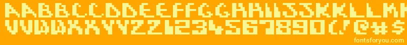 Czcionka DynamicRecompilation – żółte czcionki na pomarańczowym tle
