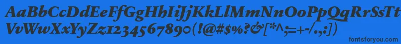 Шрифт SabonnextLtBlackItalicOldStyleFigures – чёрные шрифты на синем фоне