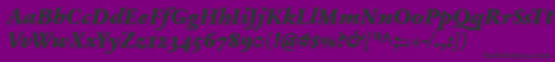 Шрифт SabonnextLtBlackItalicOldStyleFigures – чёрные шрифты на фиолетовом фоне
