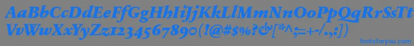 SabonnextLtBlackItalicOldStyleFigures-Schriftart – Blaue Schriften auf grauem Hintergrund