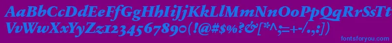SabonnextLtBlackItalicOldStyleFigures Font – Blue Fonts on Purple Background