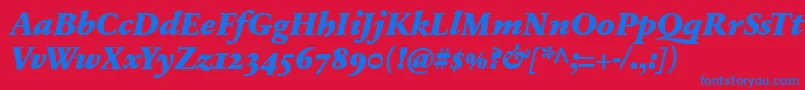 SabonnextLtBlackItalicOldStyleFigures Font – Blue Fonts on Red Background