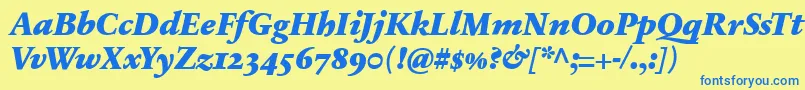 SabonnextLtBlackItalicOldStyleFigures Font – Blue Fonts on Yellow Background