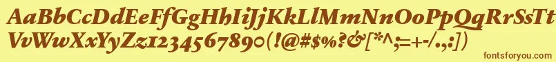 SabonnextLtBlackItalicOldStyleFigures Font – Brown Fonts on Yellow Background