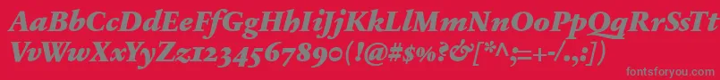SabonnextLtBlackItalicOldStyleFigures Font – Gray Fonts on Red Background